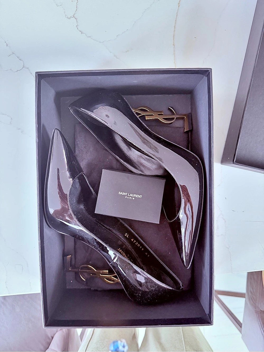 Saint Laurent Opyum 110 Patent Leather Pumps Point-Toe Patent Pumps EU 41